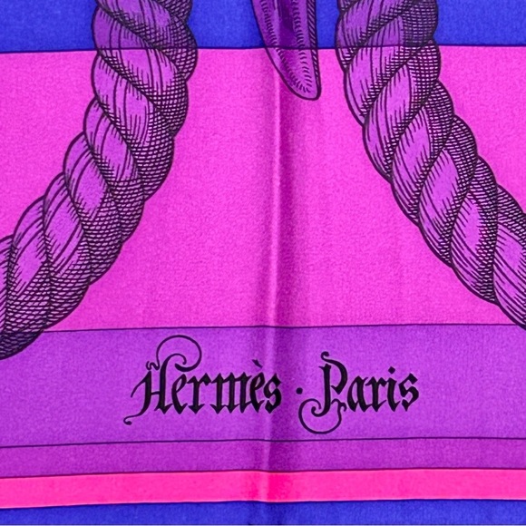 Hermès “Della Cavalleria” Silk Scarf – Blue, Purple & Pink - Picture 2 of 4